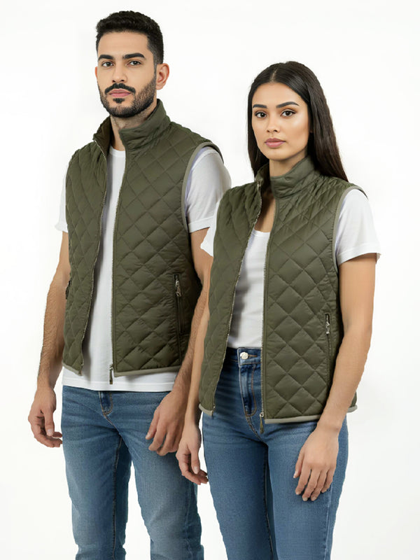 OLIVE UNISEX QUILTED VEST