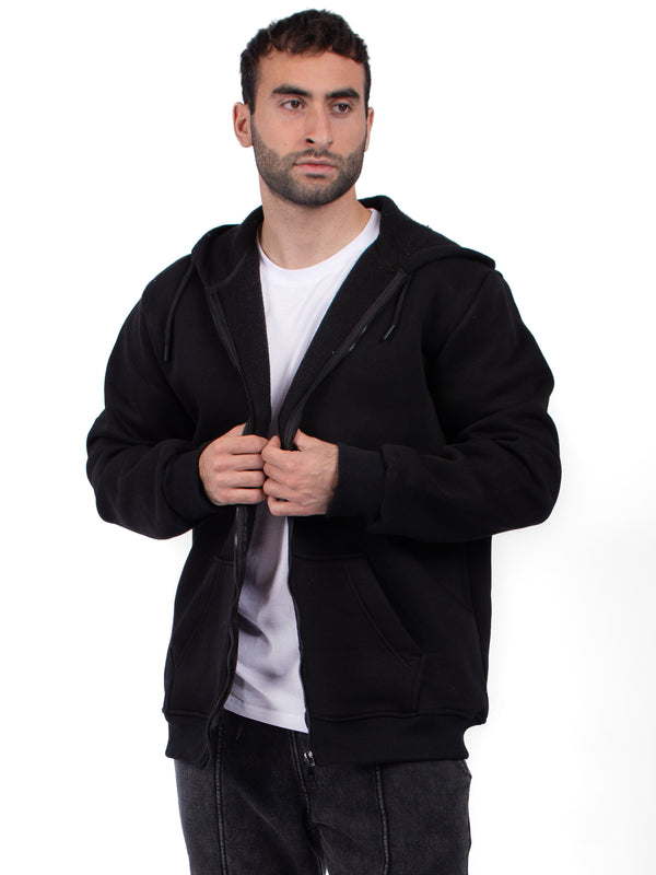 BLACK ZIP-UP HOODIE