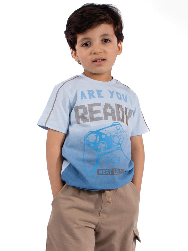 Baby blue T-shirt & cargo shorts for kids