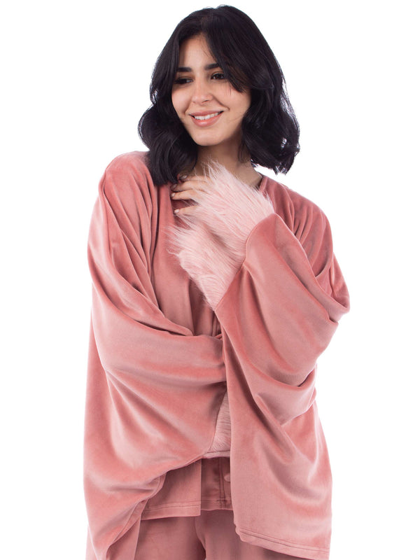 Velvet Pancho faux fur with pants