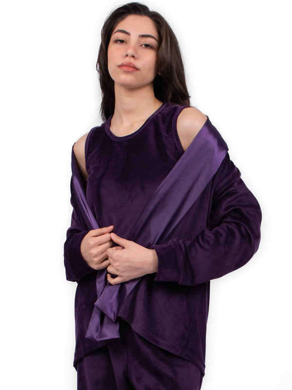 Purple Velvet 3 pieces pyjama set