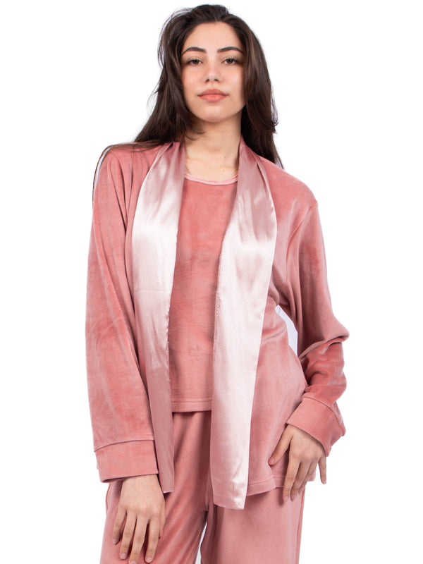 pink velvet 3 pieces pyjama set