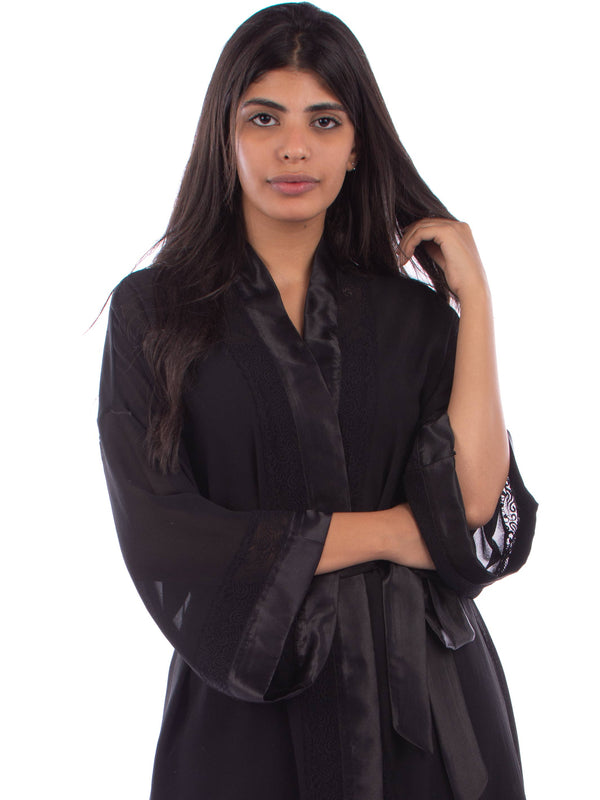 Black Robe satin & lace details