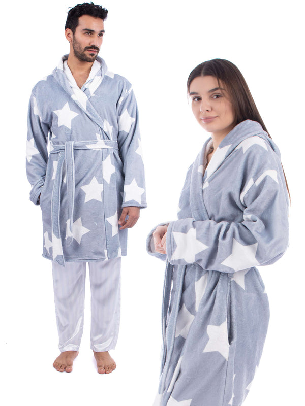 Unisex hooded fleece robe