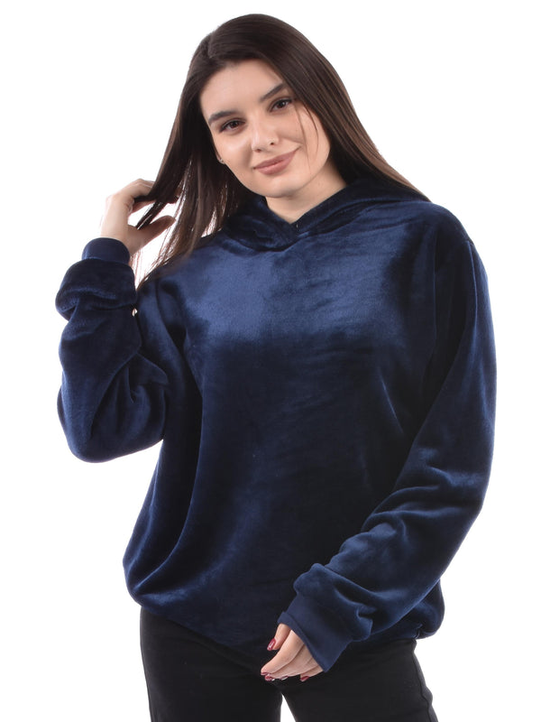 Navy Fluffy polar Hoodie