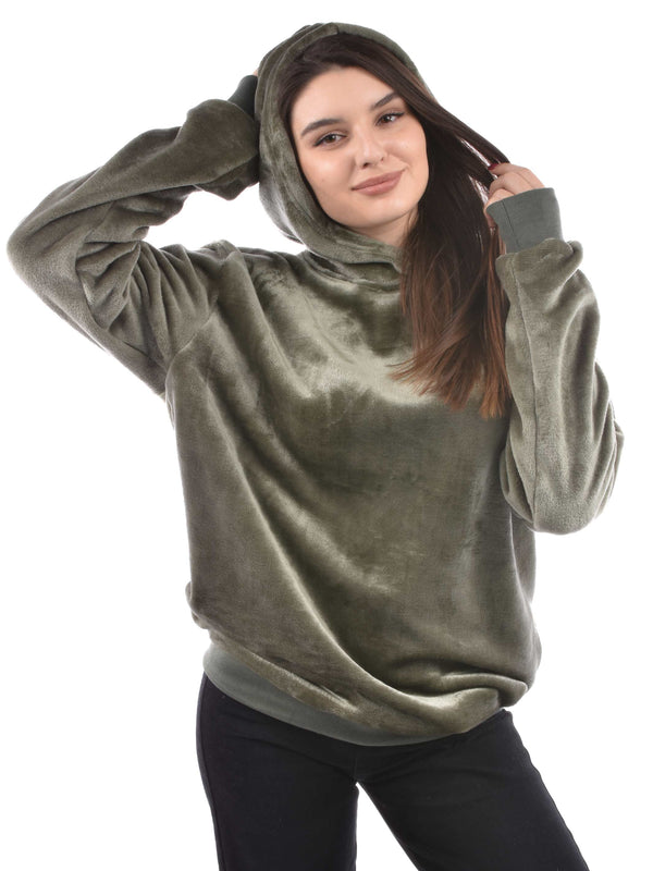 Olive Fluffy polar Hoodie