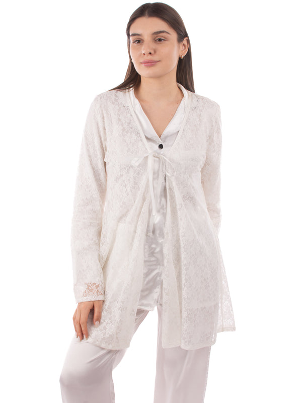 White long sleeve Lace Robe