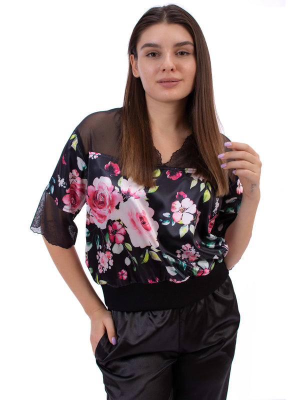 Printed Satin Top with Satin pants set