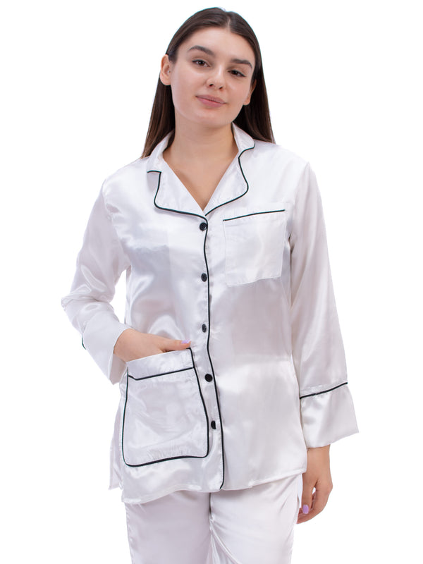 White Satin pyjama classic