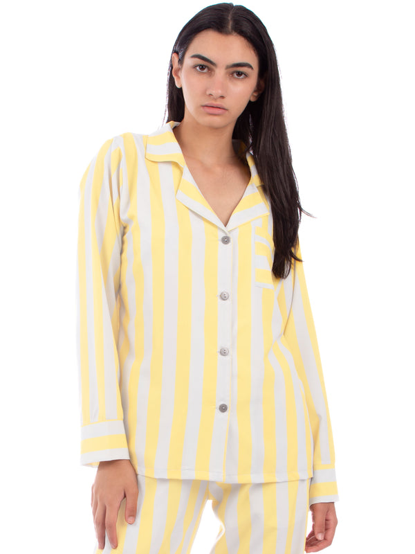 Pale Yellow striped pyjama set