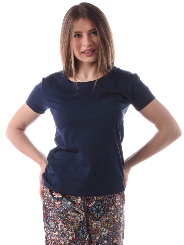 Navy Top & Retro pants pj set