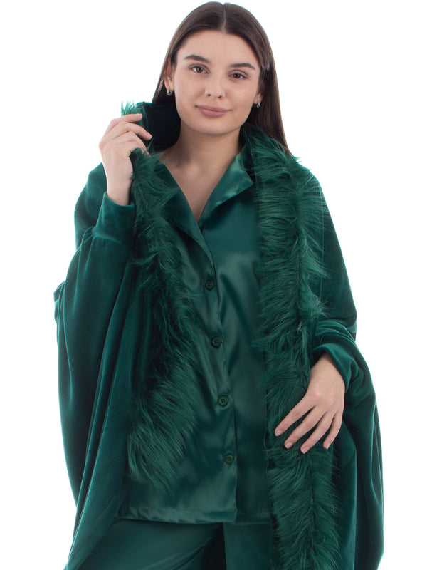 Satin Pyjama with Velvet Cape