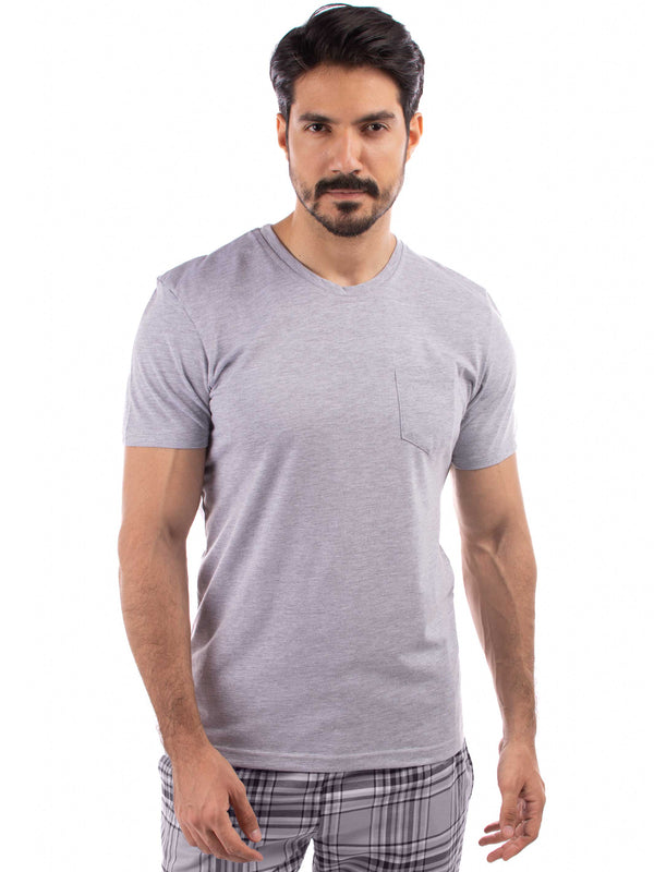 Gray Plain pocket T-shirt