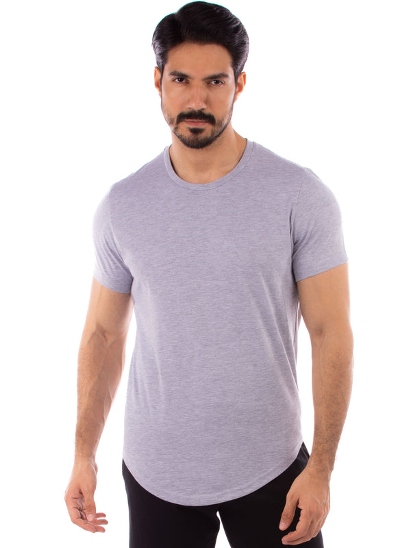 Gray curved T-shirt