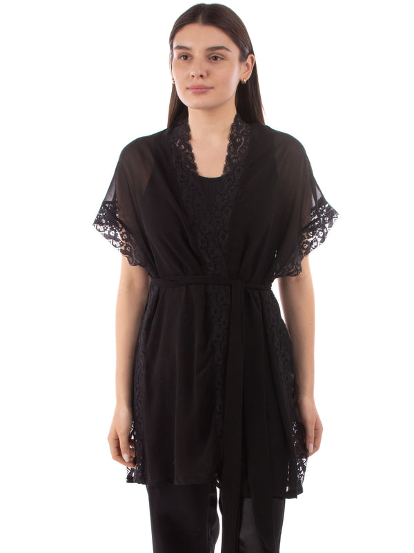 Black Chiffon Kimono