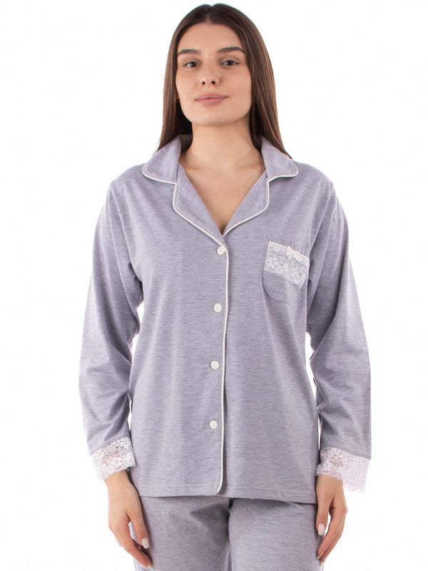 long sleeve gray Pyjama Classic set