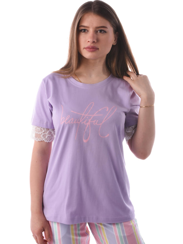 "Beautiful" T-shirt & striped pants