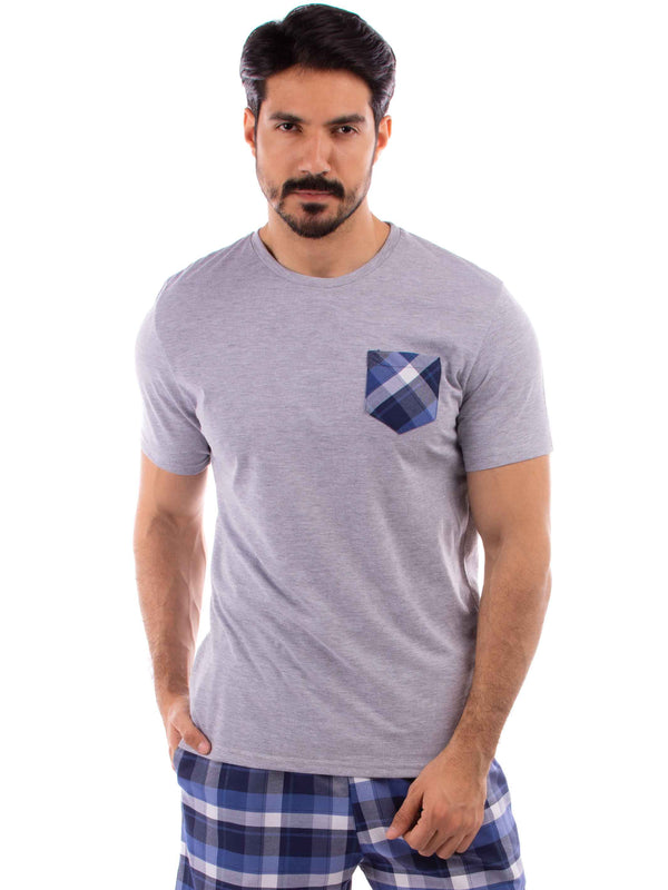 Gray Tshirt with Navy-blue Shorts