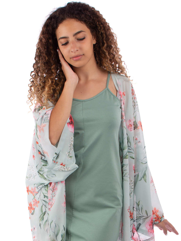 Maxi dress with long kimono