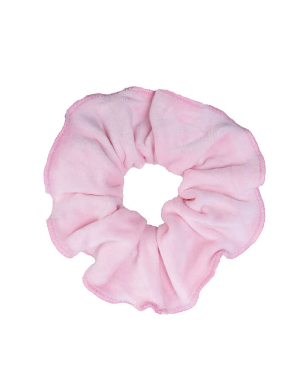 Pink velour scrunchies