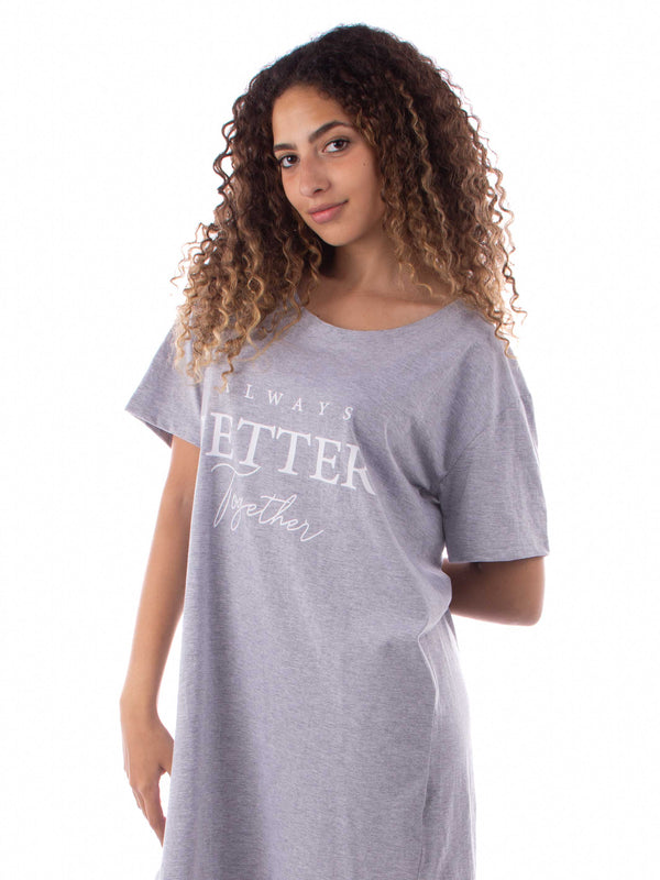 Gray cotton jersey nightdress