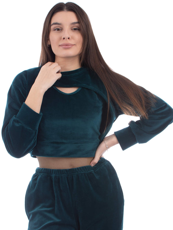 Bat sleeve Three pieces velvet pyjama set